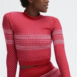 Fabletics Red Patterned Crop Top